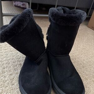 Ugg Black Suede Fur-Lined Boots